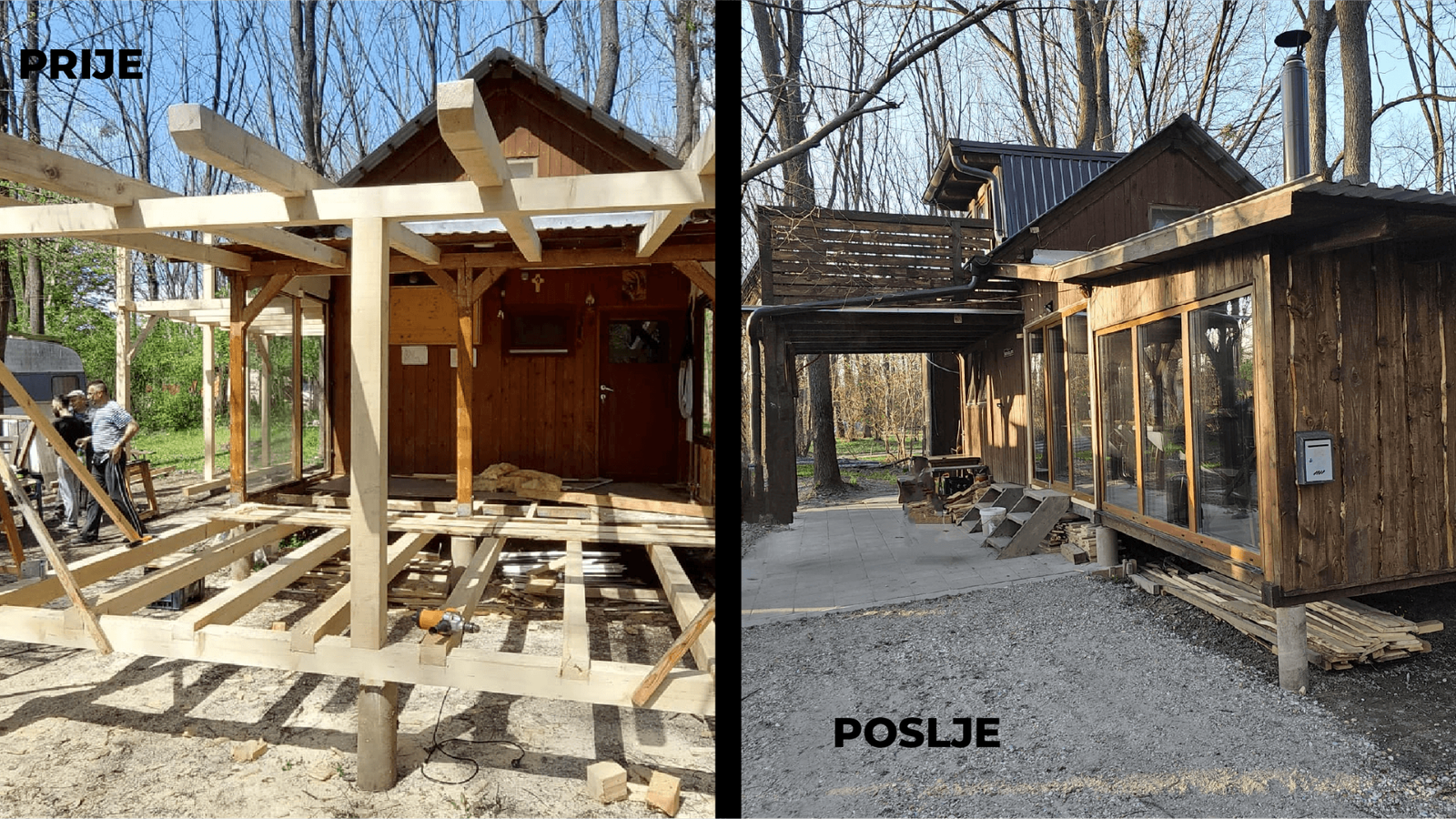 Proširenje vikendice — drvena konstrukcija, sauna i vanjsko uređenje